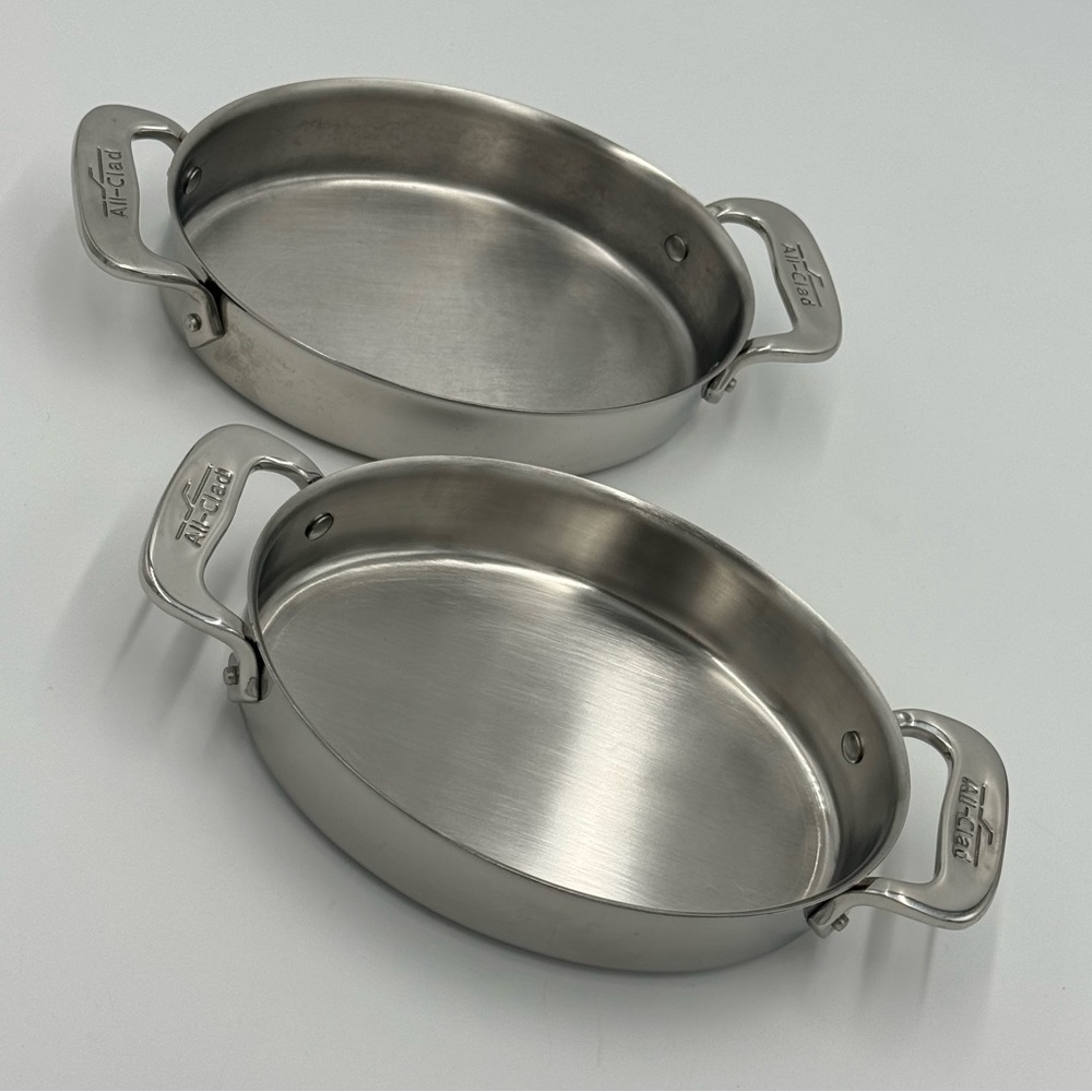 ALL CLAD Set Of 2 Mini Oval Bakers Stainless Steel Au Gratin 59900